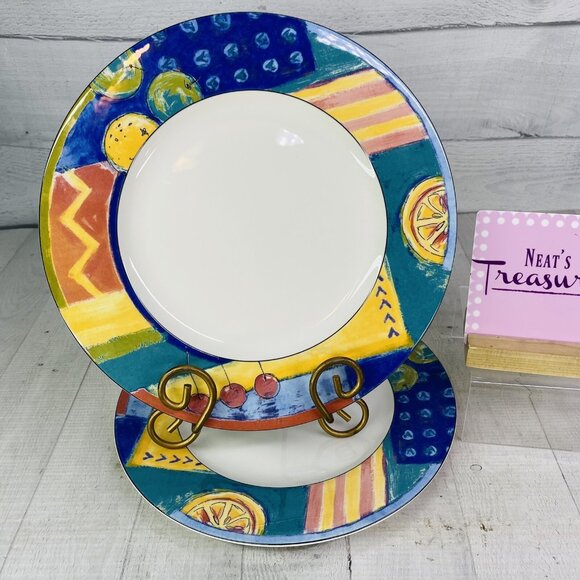 Mikasa HK 246 FORECAST Citrus Strong Chip Resistance China Dinner Plates Set 2 - Picture 1 of 13